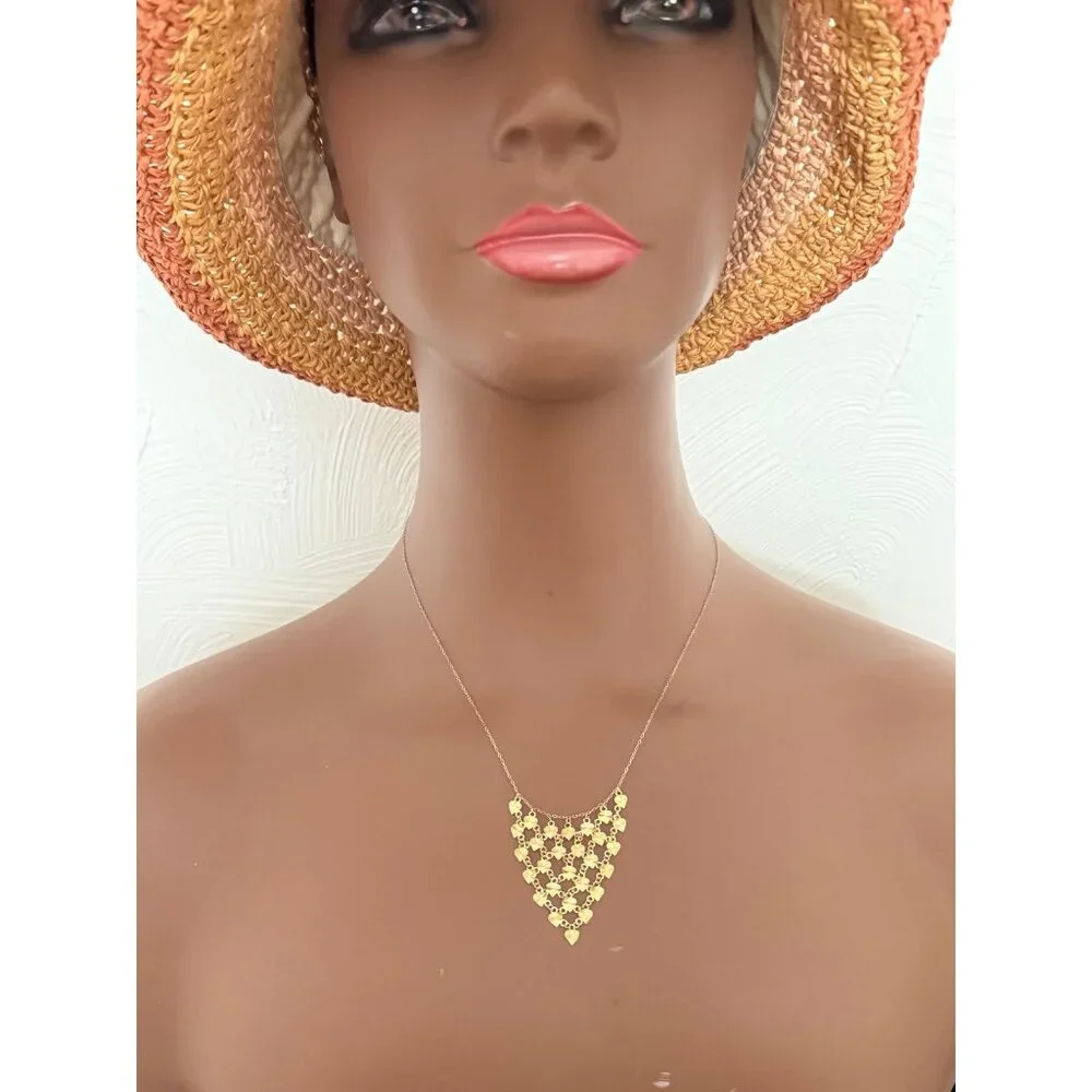14K Gold‎ Small V- Hearts Shaped Link Necklace